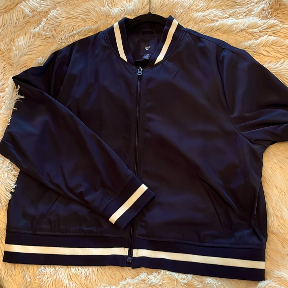 Gap unisex bomber jacket with stripe on collar & hem size XXL